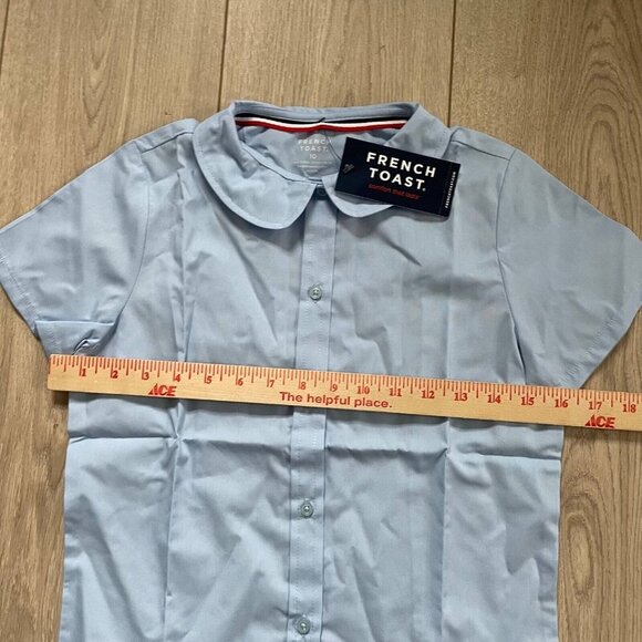 French Toast Kids Girls Front Button Peter Pan Collar Blouse Top Blue Size 10 - Picture 5 of 6